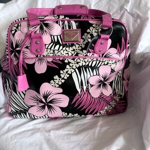 Roxy 90’s Y2K Vintage Pink & Black Floral Hibiscus Luggage Carry-on